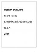 HESI RN Exit Exam (NCLEX Prep) Client Needs Comprehensive Exam Guide 65+ Qns & Ans 2024