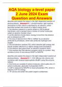 AQA biology a-level paper 2 June 2024 Exam Question and Answers