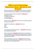 AQA A Level Psychology Attachment Exam Questions and Answers