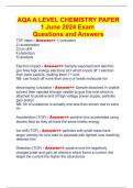 AQA A LEVEL CHEMISTRY PAPER 1 June 2024 Exam  Questions and Answers