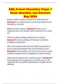 AQA A-level Chemistry Paper 1 Exam Question and Answers May 2024