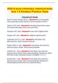 AQA A-level chemistry chemical tests And 1.5 Kinetics Practice Tests