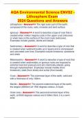 AQA Environmental Science ENVS2 - Lithosphere Exam  2024 Questions and Answers