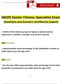 NASM Senior Fitness Specialist Exam Expected Questions and Answers (2024 / 2025) (Verified Answers)