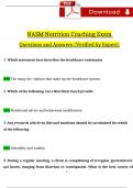 NASM Certified Nutrition Coach Exam Expected Questions and Answers (2024 / 2025) (Verified Answers)