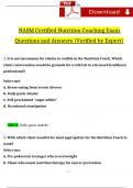 2024 NASM Certified Nutrition Coach Exam Expected Questions and Answers (Verified Answers)