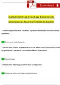 NASM Certified Nutrition Coach Exam Study Guide Questions and Answers &lpar;2026 &sol; 2027&rpar; &lpar;Verified Answers&rpar; 