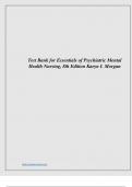Test Bank for Essentials of Psychiatric Mental Health Nursing, 8th Edition Karyn I. Morgan.