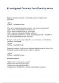 Promulgated Contract form Practice exam