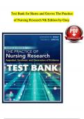 Test Bank for Burns and Grove’s the Practice of Nursing Research 9th Edition By Gray | All chapters ( 1-29) || Latest & Updated Version 2024 A+
