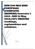 ENN1504 MAY JUNE PORTFOLIO (COMPLETE ANSWERS) Semester 1 2024 - DUE 22 May 2024;100% TRUSTED workings, explanations and solutions. 