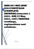 IRM1501 MAY JUNE 2024 PORTFOLIO (COMPLETE ANSWERS) Semester 1 2024 - DUE 27 May 2024 ; 100% TRUSTED workings, explanations and solutions.