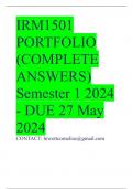 IRM1501 PORTFOLIO (COMPLETE ANSWERS) Semester 1 2024 - DUE 27 May 2024