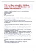 TAM Card Exam Latest 2024&vert; TAM Card  Actual Exam Update 2024 Questions and  Correct Answers Rated A&plus;