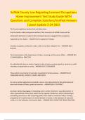 Suffolk County Law Regarding Licensed Occupations Home Improvement Test Study Guide WITH Questions and Complete Solutions/Verified Answers |Latest Update 2-24-2025