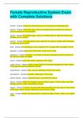 Female Reproductive System Exam with Complete Solutions 