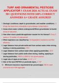 TURF AND ORNAMENTAL PESTICIDE APPLICATOR 1 EXAM 2024 ACTUAL EXAM 90+ QUESTIONS WITH ANSWERS