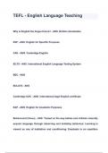 TEFL - English Language Teaching QUESTIONS & ANSWERS 2024 ( A+ GRADED 100% VERIFIED)