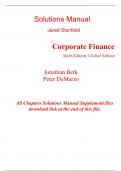 Solutions Manual With Test Bank For Corporate Finance 6th Edition (Global Edition) By Jonathan Berk, Peter DeMarzo (All Chapters, 100% Original Verified, A+ Grade)