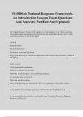 IS-0800&period;d&colon; National Response Framework&comma; An Introduction Lessons Exam Questions And Answers &lpar;Verified And Updated&rpar;