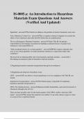 IS-0005&period;a&colon; An Introduction to Hazardous Materials Exam Questions And Answers &lpar;Verified And Updated&rpar;