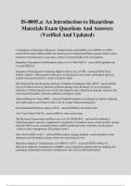 IS-0005&period;a&colon; An Introduction to Hazardous Materials Exam Questions And Answers &lpar;Verified And Updated&rpar;