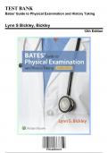 Test Bank for Bates' Guide to Physical Examination and History Taking, 12th Edition by Lynn S Bickley, Bickley, 9781469893419, Covering Chapters 1-20 | Includes Rationales