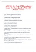 APHY 102 - Ivy Tech - F&sol;M Reproductive System Test Exam Questions With 100&percnt; Correct Answers