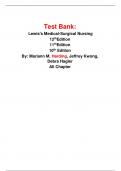  Lewis's Medical-Surgical Nursing 12th Edition Test Bank by Mariann Harding - All Chapters and More Q & A, Test bank. 