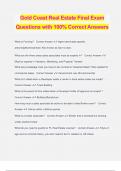 Gold Coast Real Estate Final Exam Questions with 100% Correct Answers