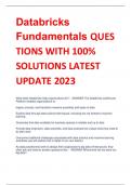Databricks  Fundamentals QUES TIONS WITH 100&percnt;  SOLUTIONS LATEST  UPDATE 2023