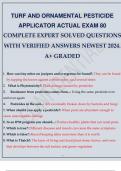 TURF AND ORNAMENTAL PESTICIDE APPLICATOR ACTUAL EXAM 80 COMPLETE EXPERT SOLVED QUESTIONS WITH VERIFIED ANSWERS NEWEST 2024. A+ GRADED.