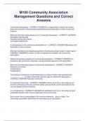 M100 Community Association  Management Questions and Correct  Answers