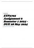 ETP3702 Assignment 6 Semester 1 2024 - DUE 28 May 2024
