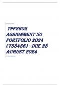 TPF2602 Assignment 50 PORTFOLIO 2024 (758456) - DUE 28 August 2024