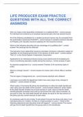 LIFE PRODUCER EXAM PRACTICE QUESTIONS WITH ALL THE CORRECT ANSWERS 