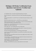 Michigan ASE Brake Certification Exam Questions And Answers &lpar;Verified And Updated&rpar;