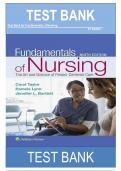 Test Bank for Fundamentals of Nursing 9th Edition by Carol R. Taylor & Pamela B. Lynn ISBN: 9781496362179 |COMPLETE TEST BANK| Guide A+