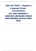 2024 ATI TEAS 7 - English & Language Usage / Presentations ATI TEAS VERSION 7 ENGLISH LANGUAGE USAGE AND READING ACTUAL REAL 2024