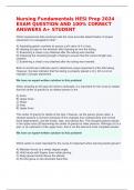Nursing Fundamentals HESI Prep 2024 EXAM QUESTION AND 100% CORRECT ANSWERS A+ STUDENT
