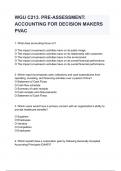 WGU C213. PRE-ASSESSMENT ACCOUNTING FOR DECISION MAKERS PVAC with complete solution