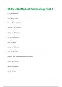 Skills USA Medical Terminology Test 1 Questions With 100% Correct Answers!!