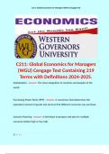C211&colon; Global Economics for Managers &lpar;WGU&rpar; Cengage Text Containing 219 Terms with Definitions 2024-2025&period; 