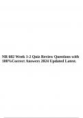 NR 602 Week 1-2 Quiz Review Questions with 100%Correct Answers 2024 Updated Latest.