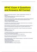 HFHC Exam 4 Questions and Answers All Correct