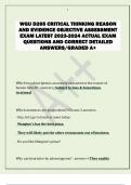 WGU D265 CRITICAL THINKING REASON  AND EVIDENCE OBJECTIVE ASSESSMENT  EXAM LATEST 2023-2024 ACTUAL EXAM  QUESTIONS AND CORRECT DETAILED  ANSWERS/GRADED A+