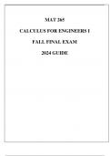 (ASU) MAT 265 Calculus For Engineers Fall Final Exam 2024 Guide