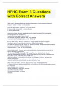 HFHC Exam 3 Questions with Correct Answers 