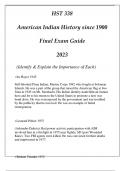 (ASU) HST 338 American Indian History Since 1900 Final Exam 2023