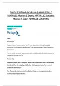 MATH 110 Module 5 Exam (Latest-2024) MATH110 Module 5 Exam MATH 110 Statistics Module 5 Exam PORTAGE LEARNING